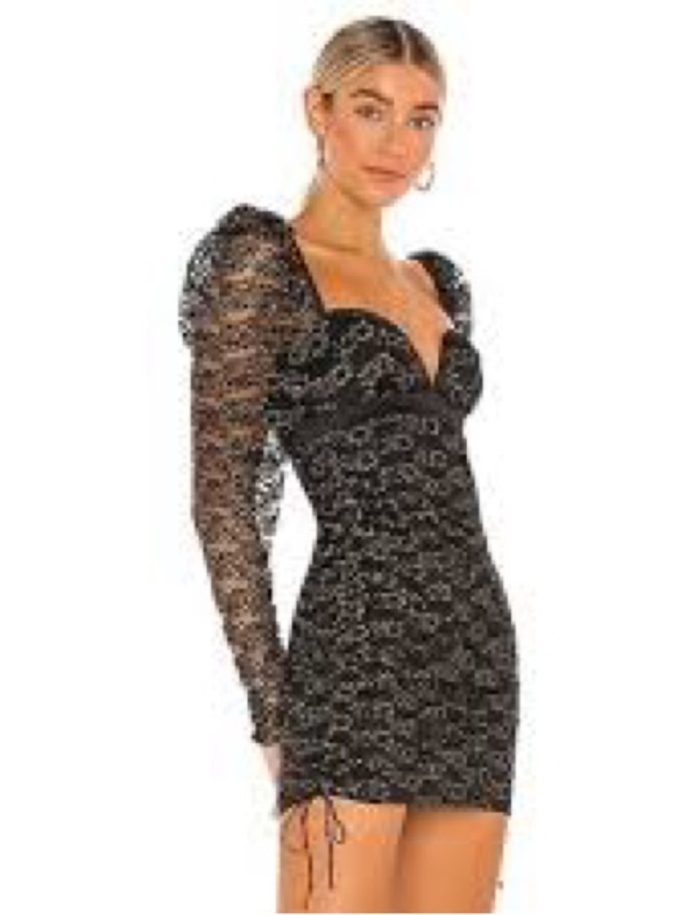 For Love and Lemons Joanna Black and Gold Mini Dress